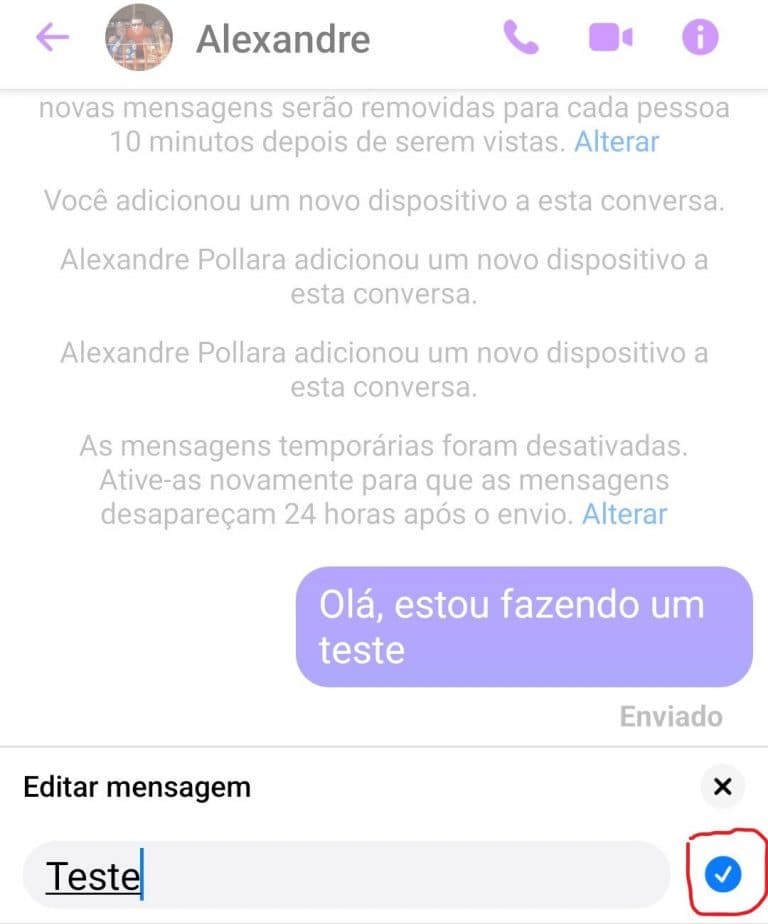 Chat conversa Messenger