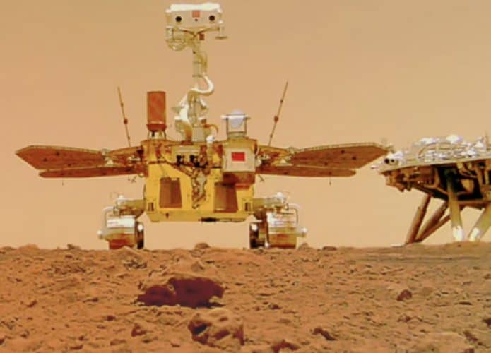 Rover Zhurong na superfícies de Marte