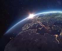 Vista de satélite do planeta Terra no espaço