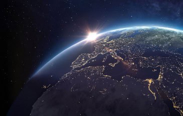Vista de satélite do planeta Terra no espaço