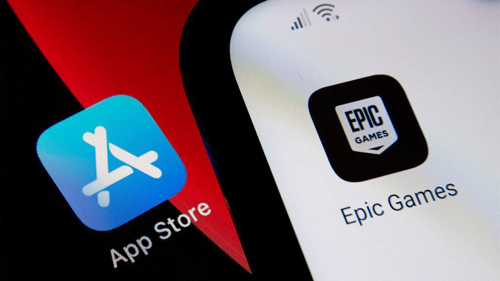 Ícone da App Store da Apple ao lado de ícone da Epic Games