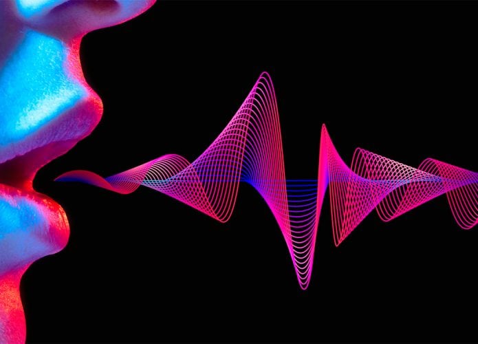 Ilustração de ondas de som saindo de boca de homem para simular sua voz
