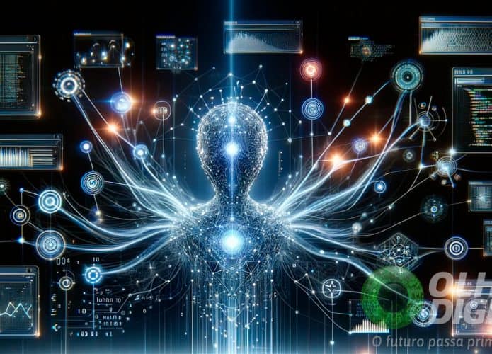 Ilustração de inteligência artificial filtrando informações