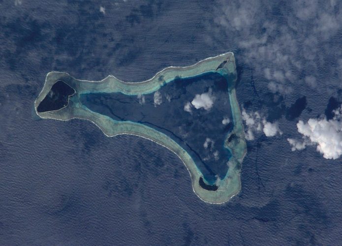 Visão aérea das Ilhas de Salomão, perto do planalto gigante no Oceano Pacífico
