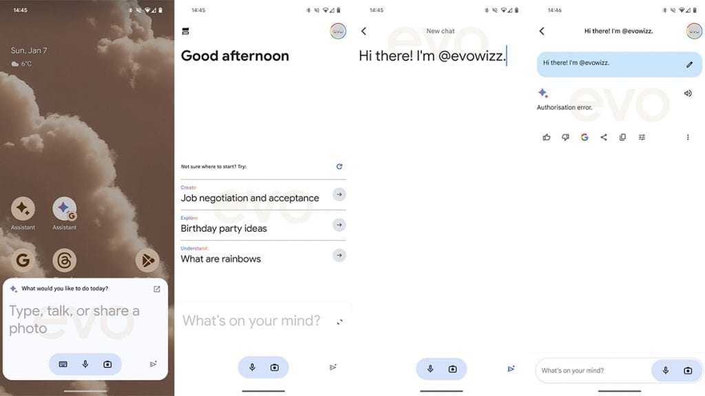 Capturas de tela de interface do Google Assistente com Bard