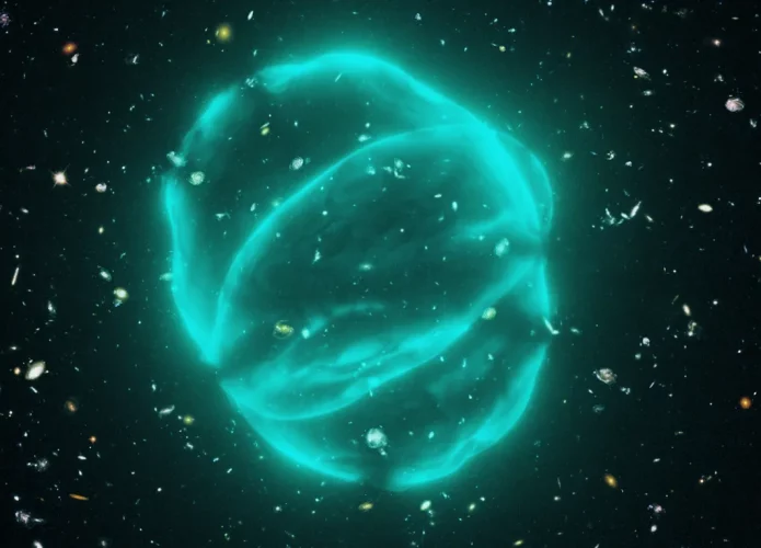Ilustração de como um ORC seria se pudesse ser visto em comprimento de ondas de rádio (Crédito: CSIRO)