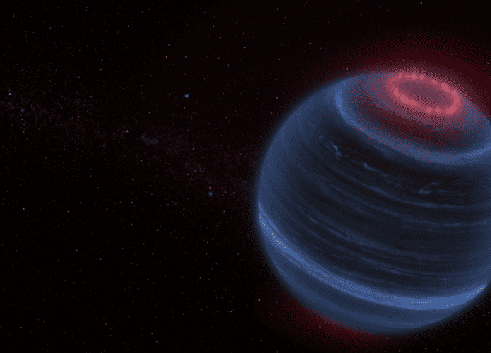 Ilustração de aurora em anã marrom (Crédito: NASA, ESA, CSA, Leah Hustak (STScI))