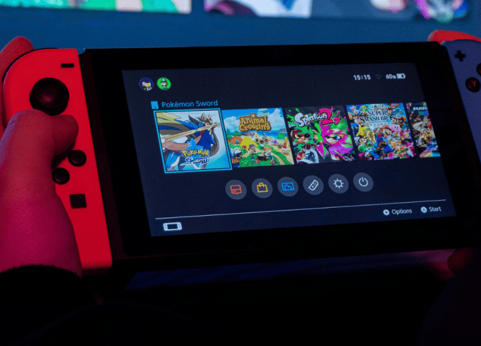 nintendo switch console pessoa jogando