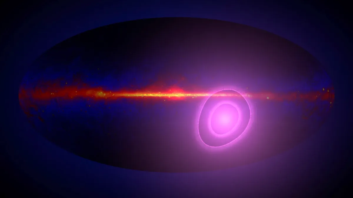 Região mais provável de onde se origina os raios gama de fundo (Crédito; Goddard Space Flight Center da NASA)