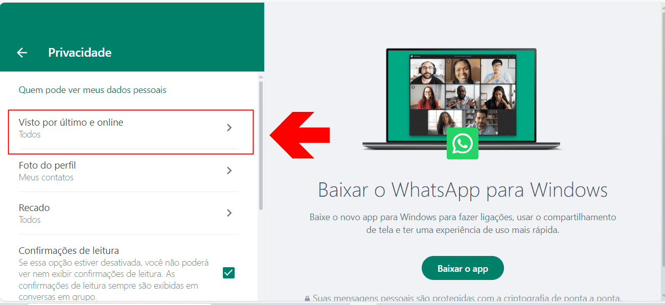 3 - como ficar offline no whatsapp web