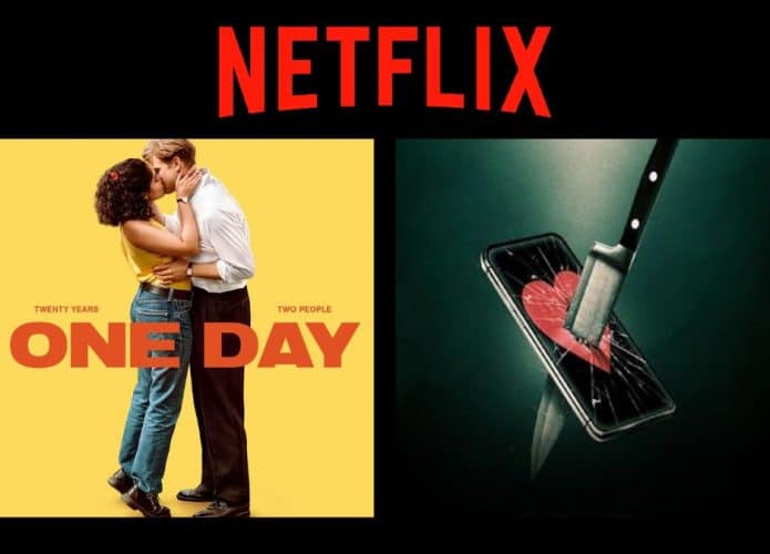 Montagem com pôsteres das produções Um Dia e Amante Stalker Mortal, que estreiam na Netflix entre 5 e 11 de fevereiro