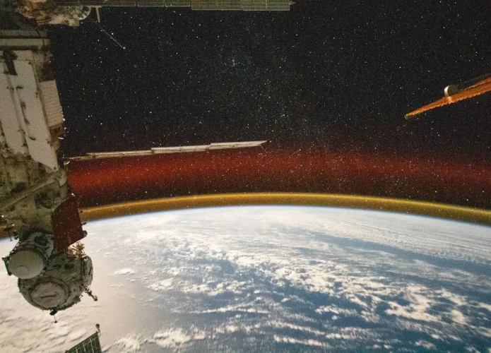 Airglow visto a partir da ISS (Crédito: NASA, ESA/Andreas Mogensen)