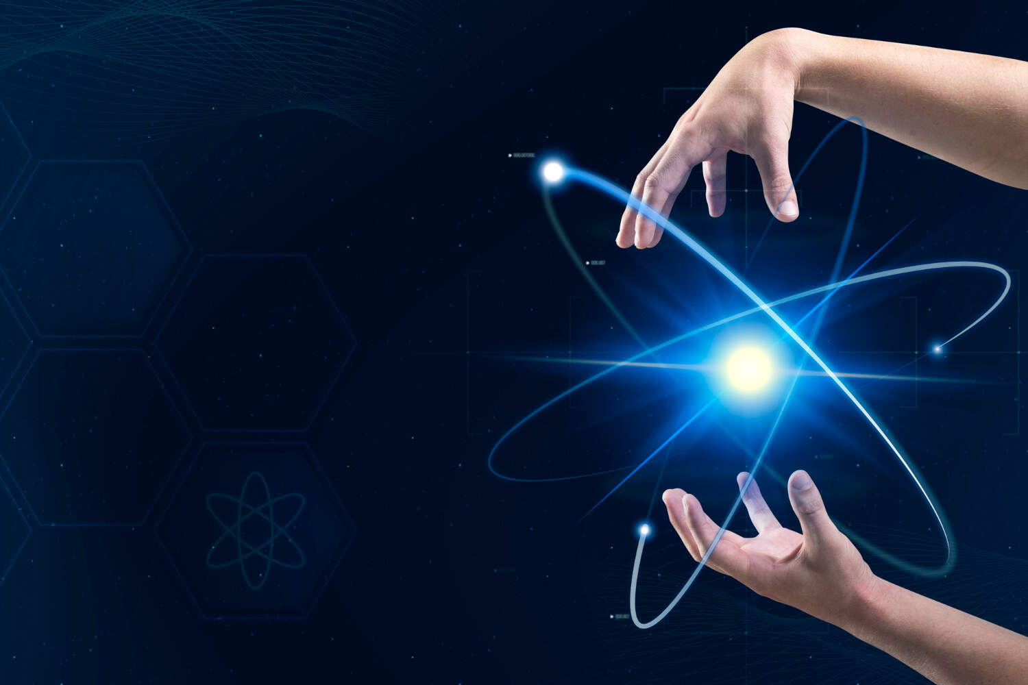 atom-biotechnology-nuclear-medicine-with-scientist-rsquo-s-hands-digital-transformation-remix