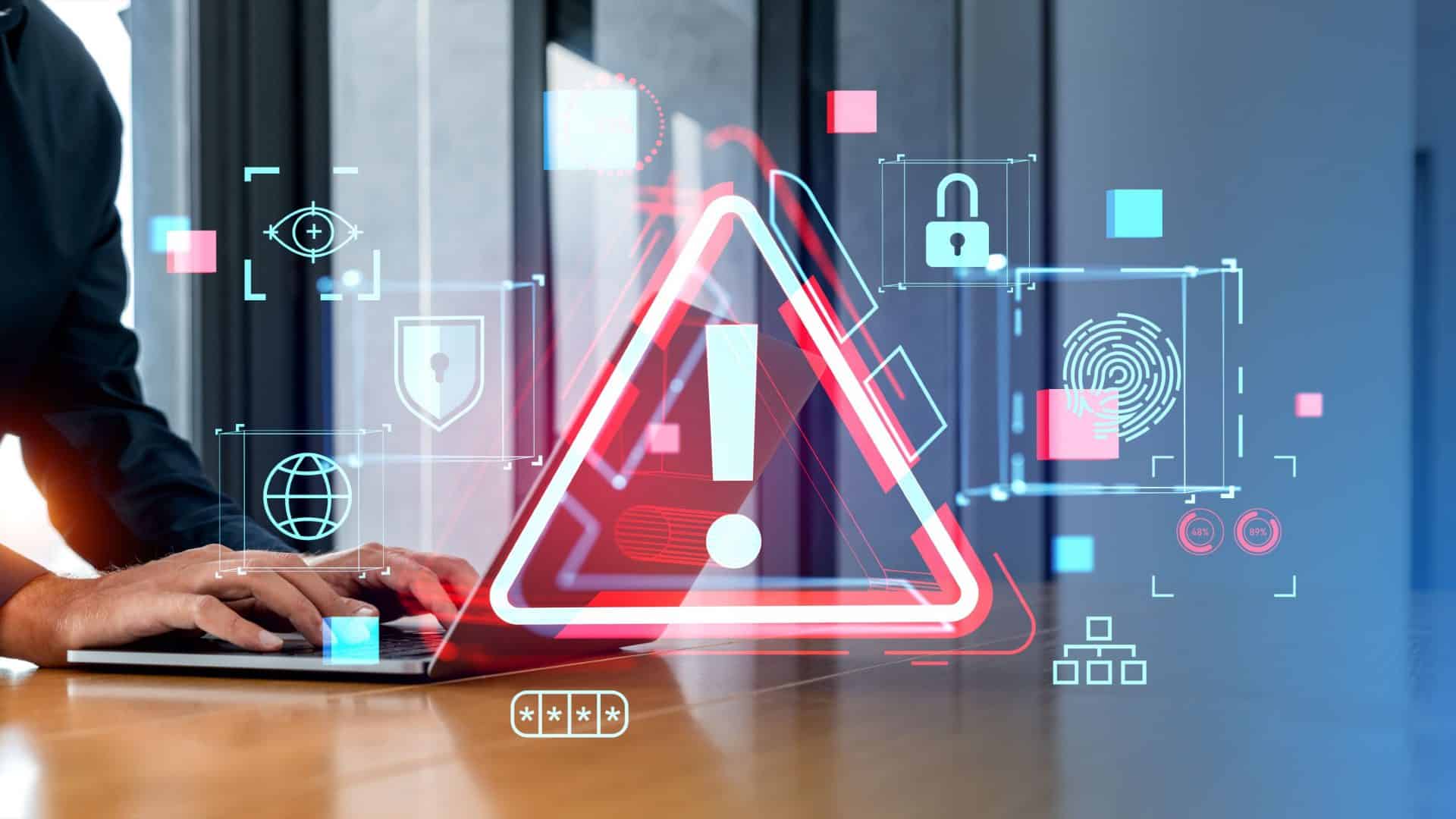 alerta de malware vírus no pc. ilustração digital 3d