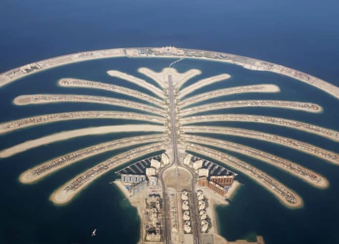 Vista aérea da ilha artificial Palm Jumeirah, em Dubai.