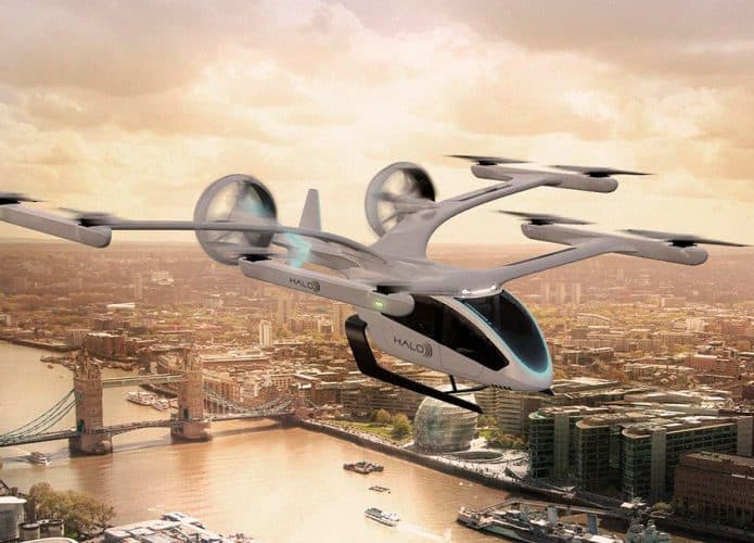 Ilustração de EVE-100, carro voador da Embraer