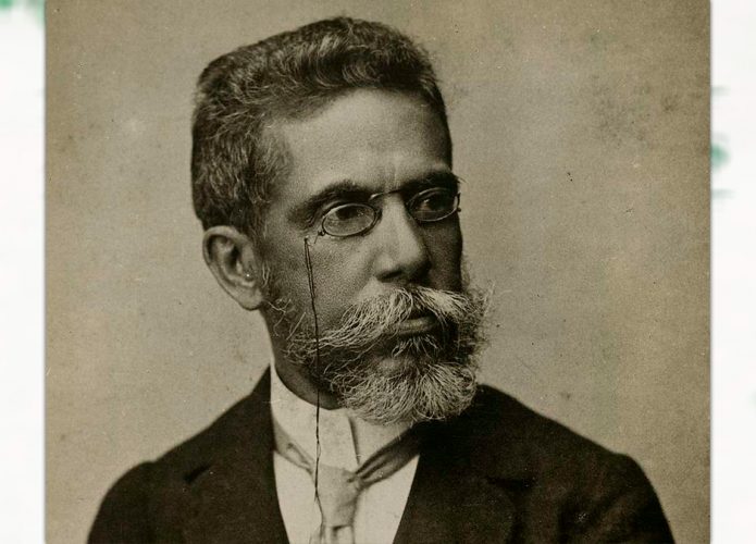Montagem com retrato de Machado de Assis
