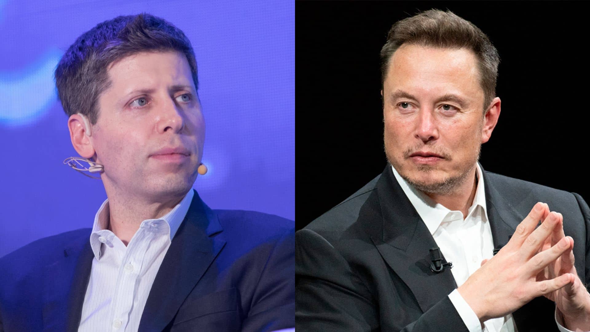 Montagem com fotos de Sam Altman, CEO da OpenAI, e o bilionário Elon Musk