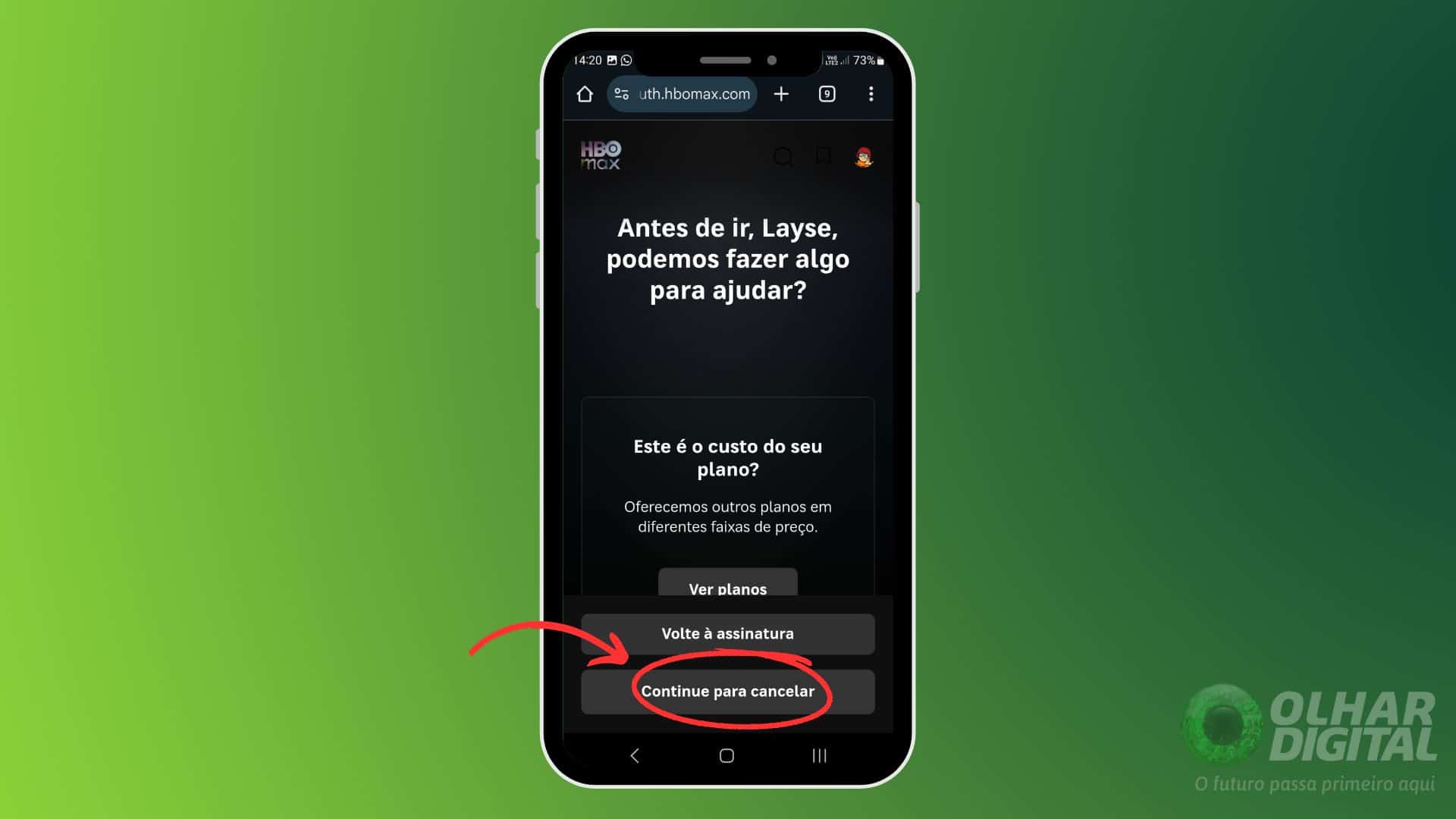 Como cancelar HBO Max - Passo 3