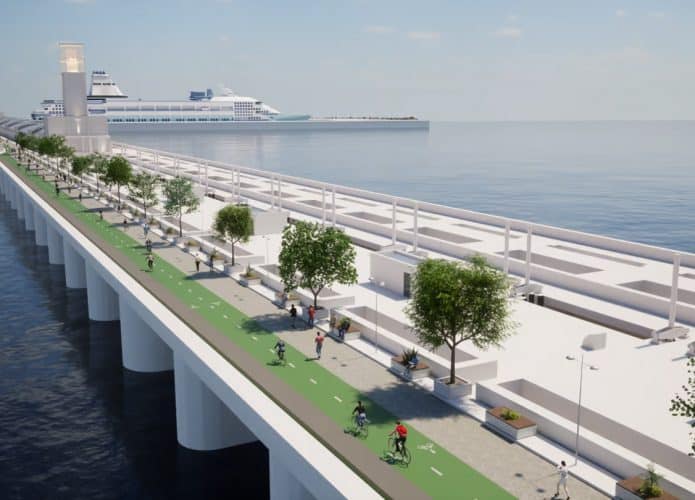 A barreira que irá fornecer energia a partir das marés recebe o nome de Mersey Tidal Power (Crédito: Autoridade da região da cidade de Liverpool)