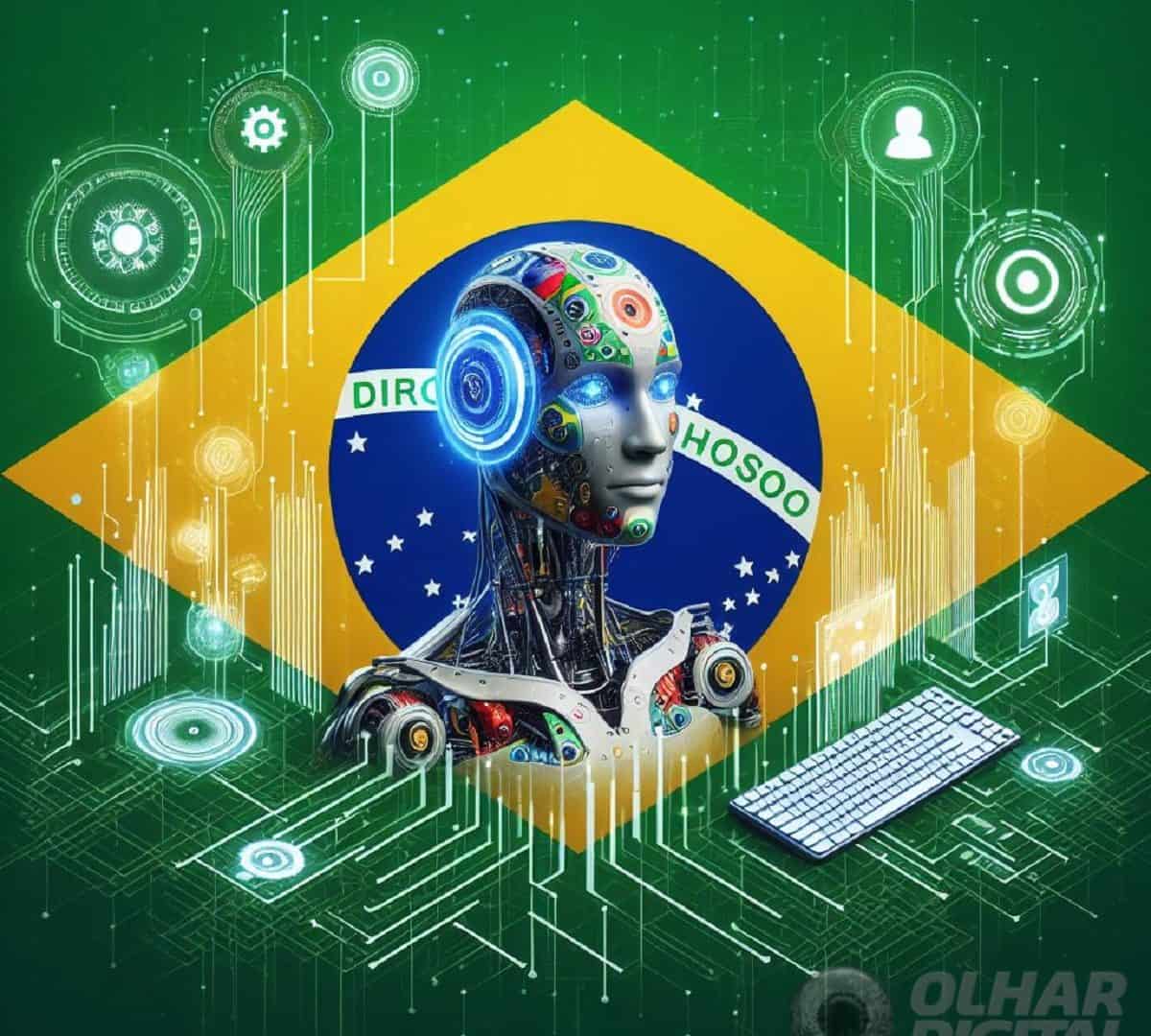 Ilustração digital de inteligência artificial brasileira