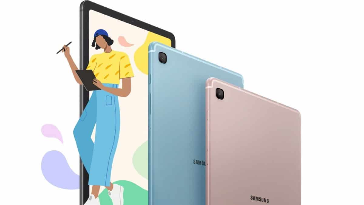 Montagem com ilustração de Galaxy Tab S6 Lite (2024)