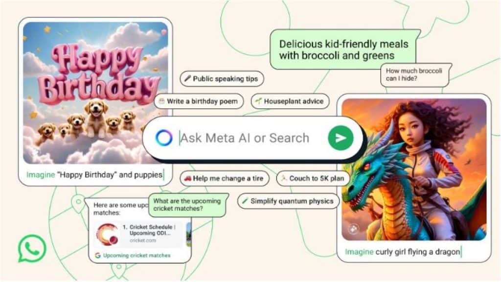 Print imagem de divulgação do Ia da Meta no site do WhatsApp