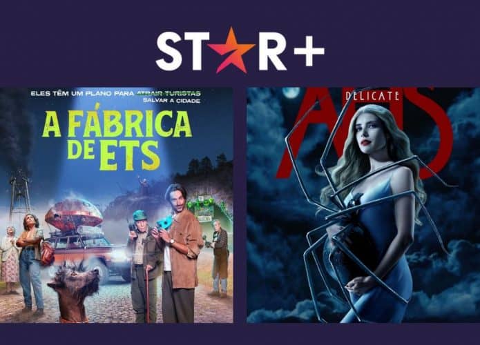 Montagem com pôsteres das séries Fábrica de ETs e American Horror Story: Delicate, que estreiam no Star+