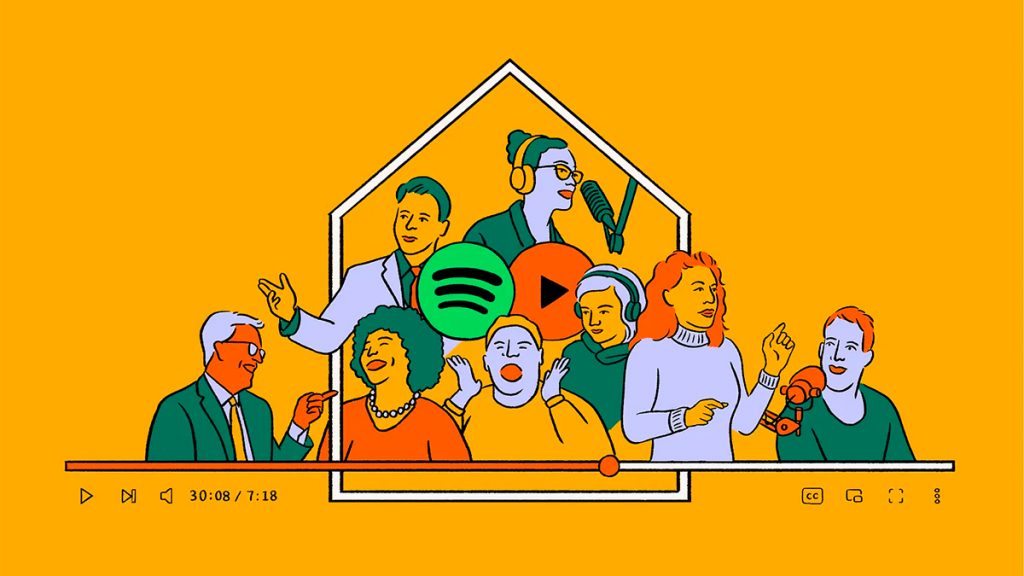 Ilustração de parceria entre Substack e Spotify