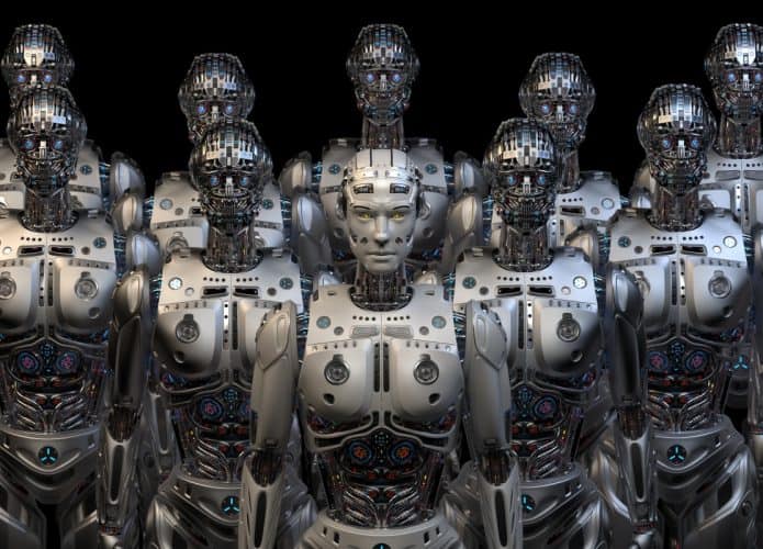 Exército de robôs futuristas
