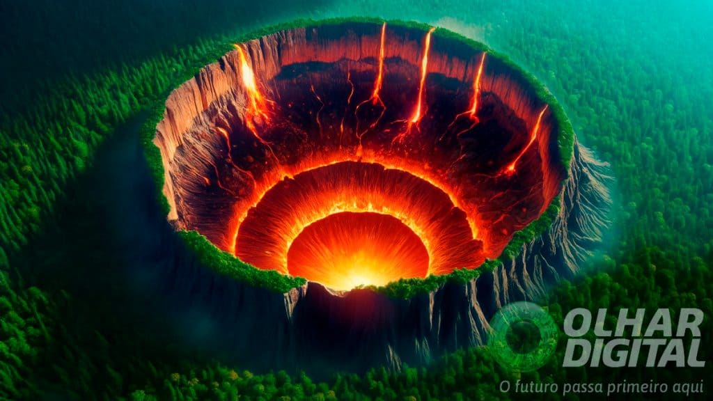 Ilustração de cratera apelidada de portal para o inferno