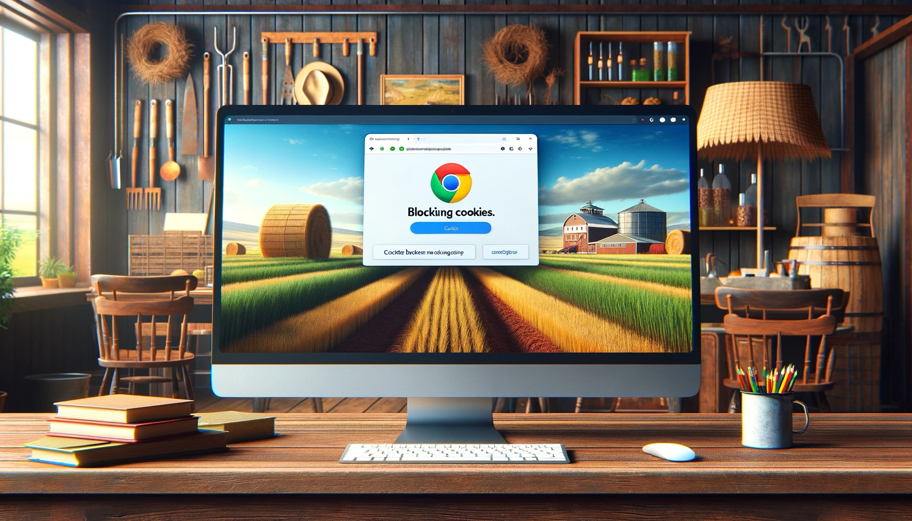 Google Chrome bloqueando cookies de uma página sobre agronegócio.