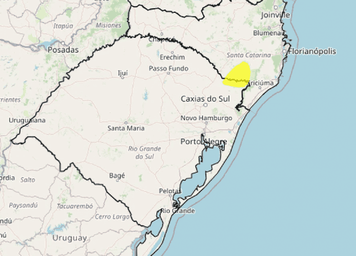 Alerta do Inmet para neve no Rio Grande do Sul