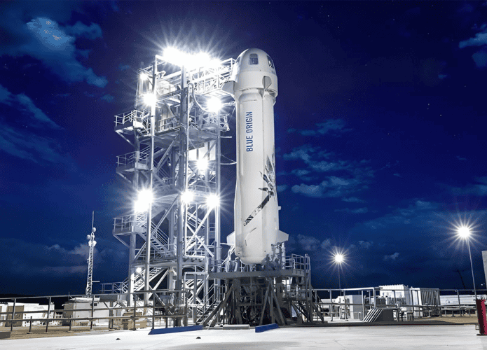 Foguete New Shepard na base de lançamento