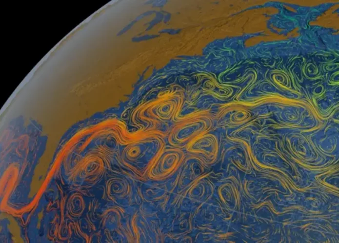 A corrente do Golfo faz parte da AMOC (Crédito: NASA/Goddard Space Flight Center Scientific Visualization Studio)