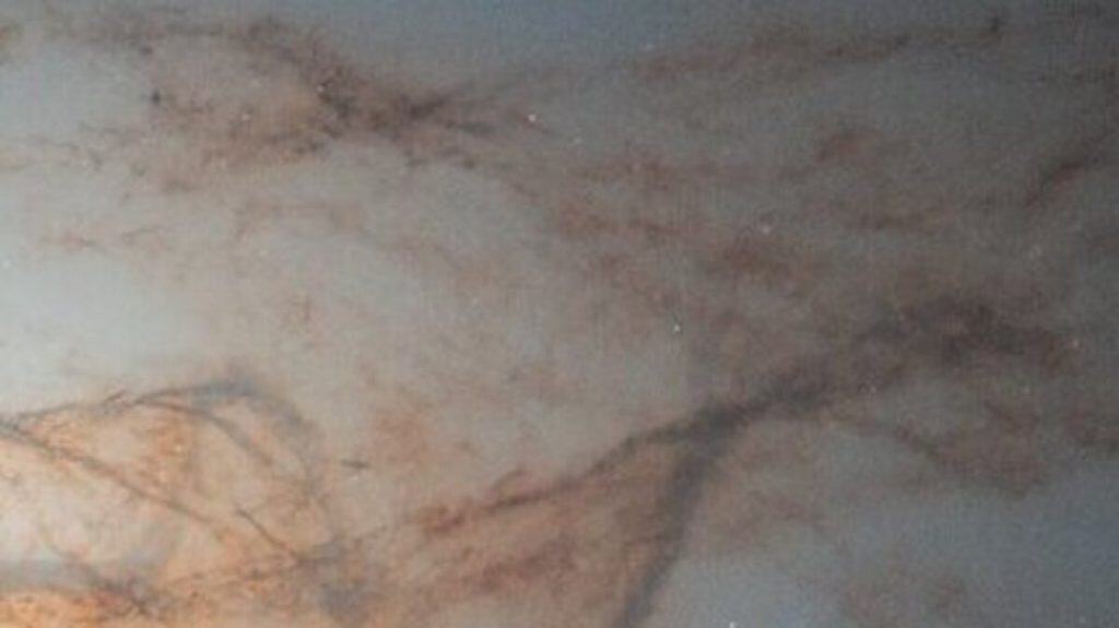 As faixas de poeira possue uma forma de poeira estranha (Crédito: ESA/Hubble, NASA, L. Kelsey)