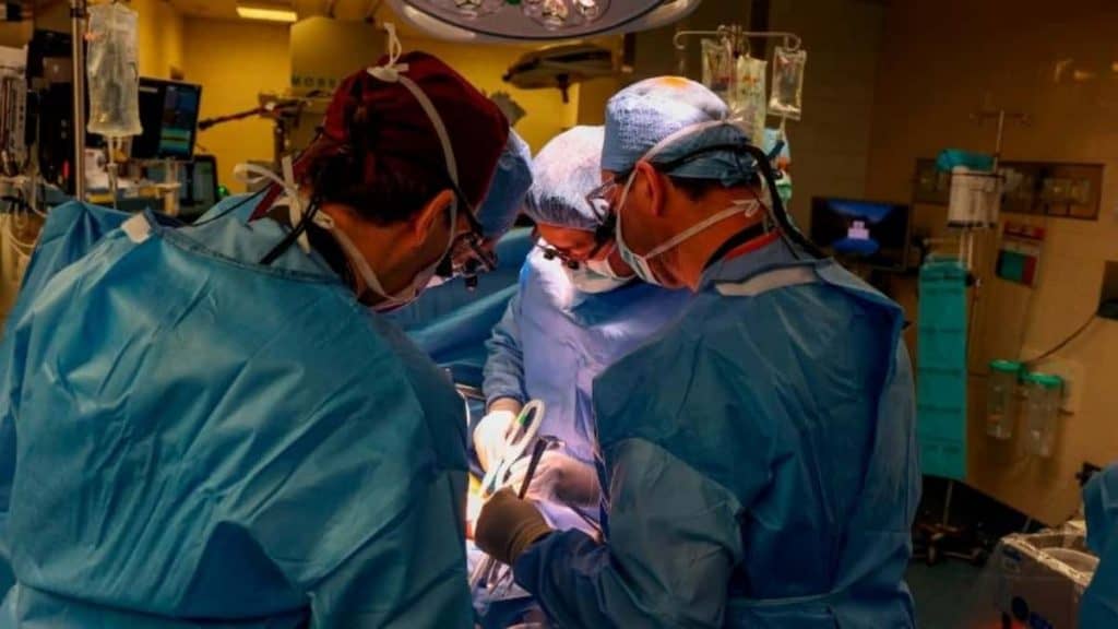 Médicos executando um procedimento cirúrgico