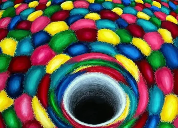 Buraco negro primordial em uma sopa de quarks e glúons instantes depois do Big Bang (Crédito: Kaća Bradonjić)