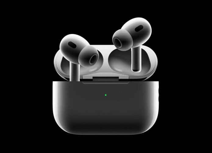 Fones de ouvido AirPods flutuando de caixinha