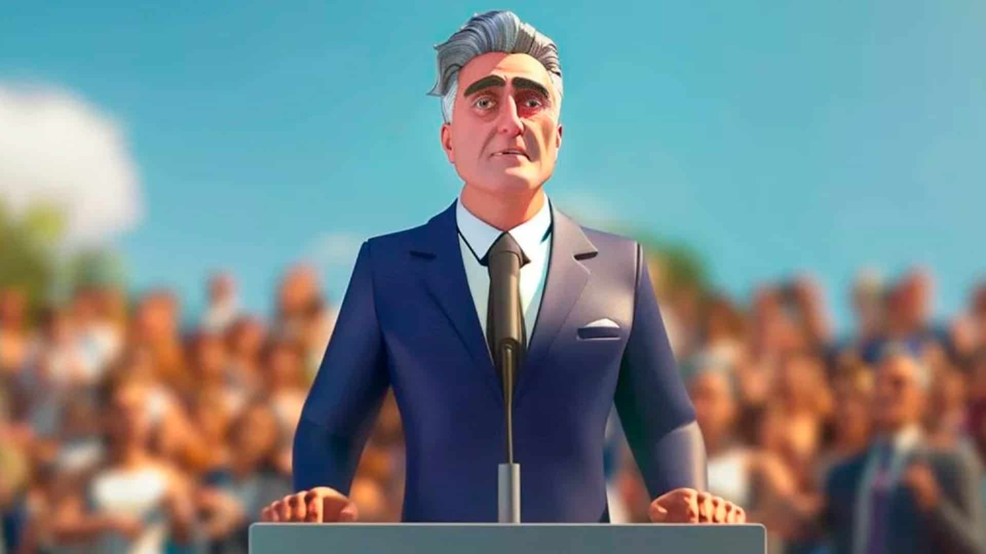 Ilustração digital de avatar com IA que disputa eleições no Reino Unido