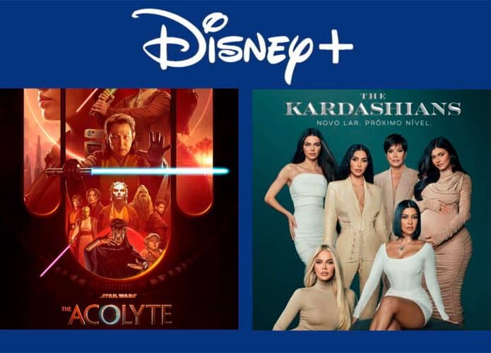 Montagem com pôsteres de The Acolyte e The Kardashians, cujos episódios novos estão entre lançamentos do Disney+ na semana dos dias 10 a 16 de junho
