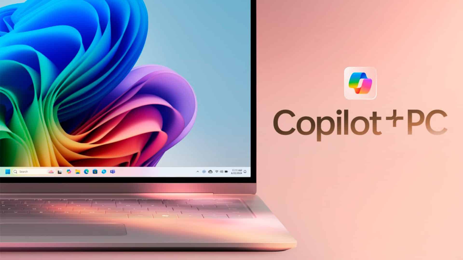 Notebook da Microsoft com logo do Copilot ao lado