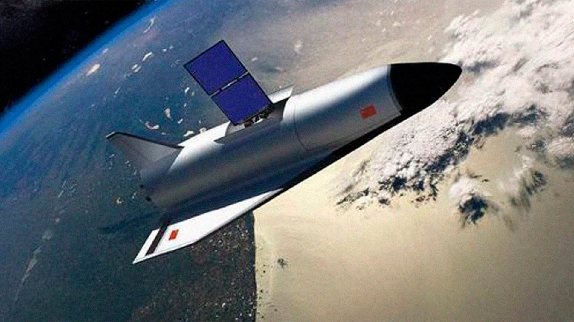 Ilustração digital da nave chinesa Shenlong em órbita da Terra