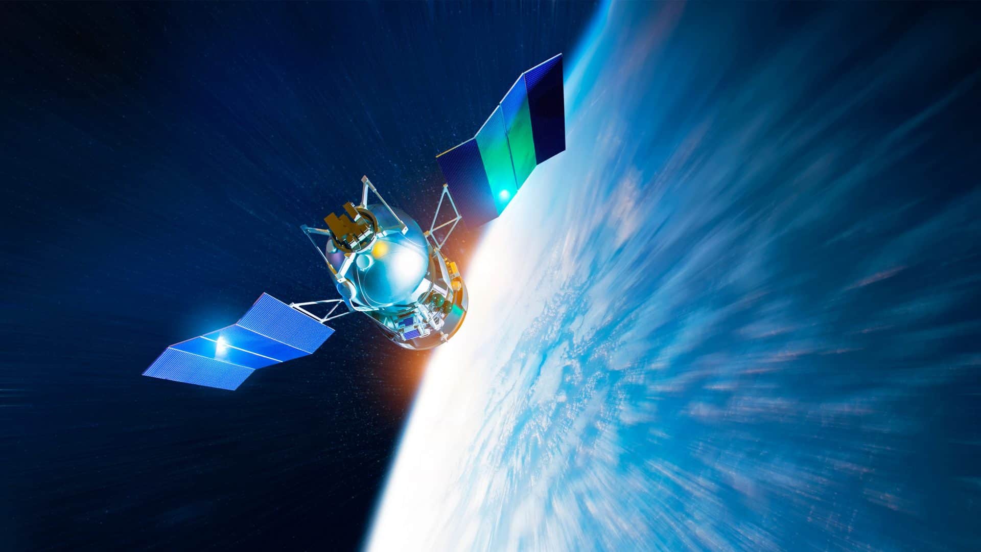Ilustração de satélite queimando ao reentrar na atmosfera da Terra