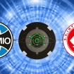 Escudos de Grêmio e Internacional
