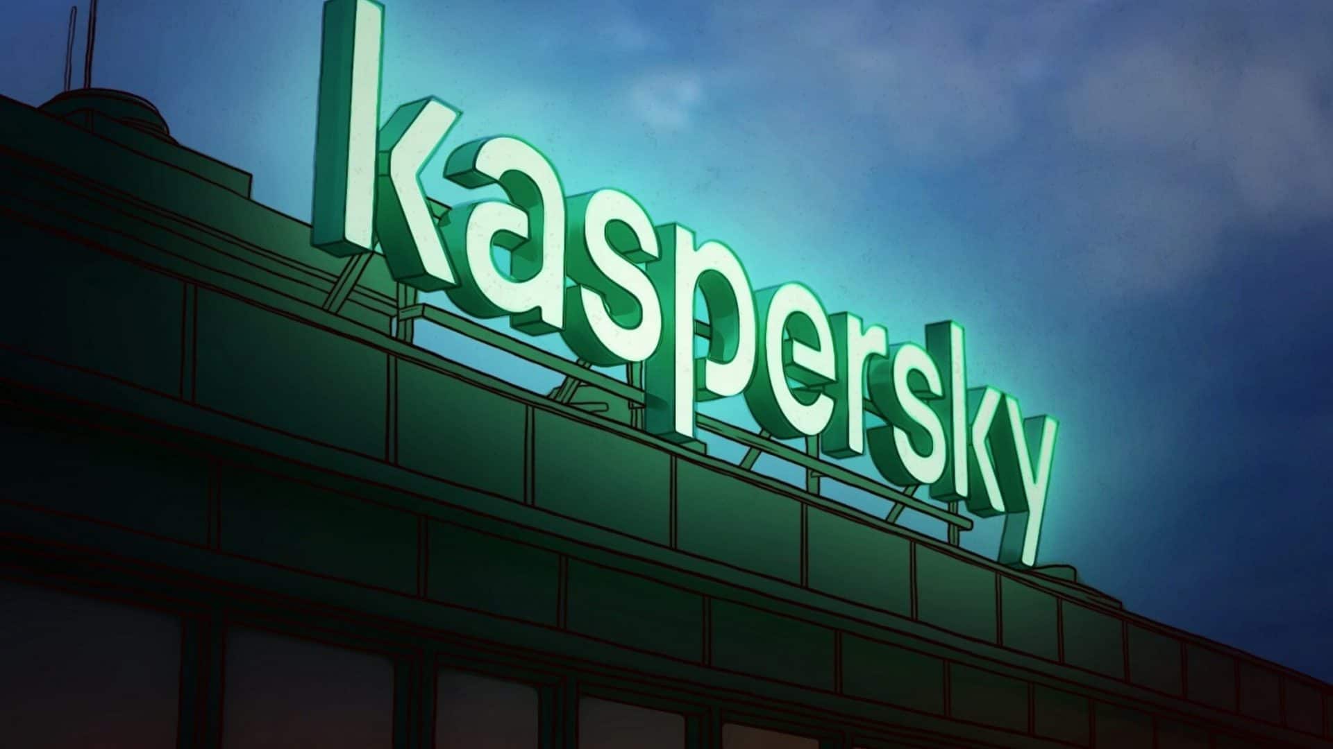 Letreiro com logo da Kaspersky