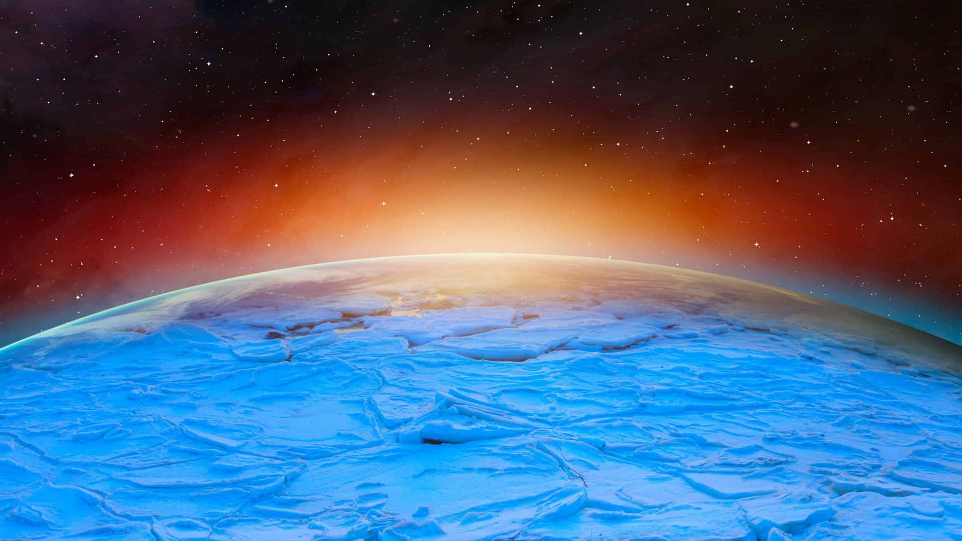 Gelo no polo norte da Terra visto do espaço