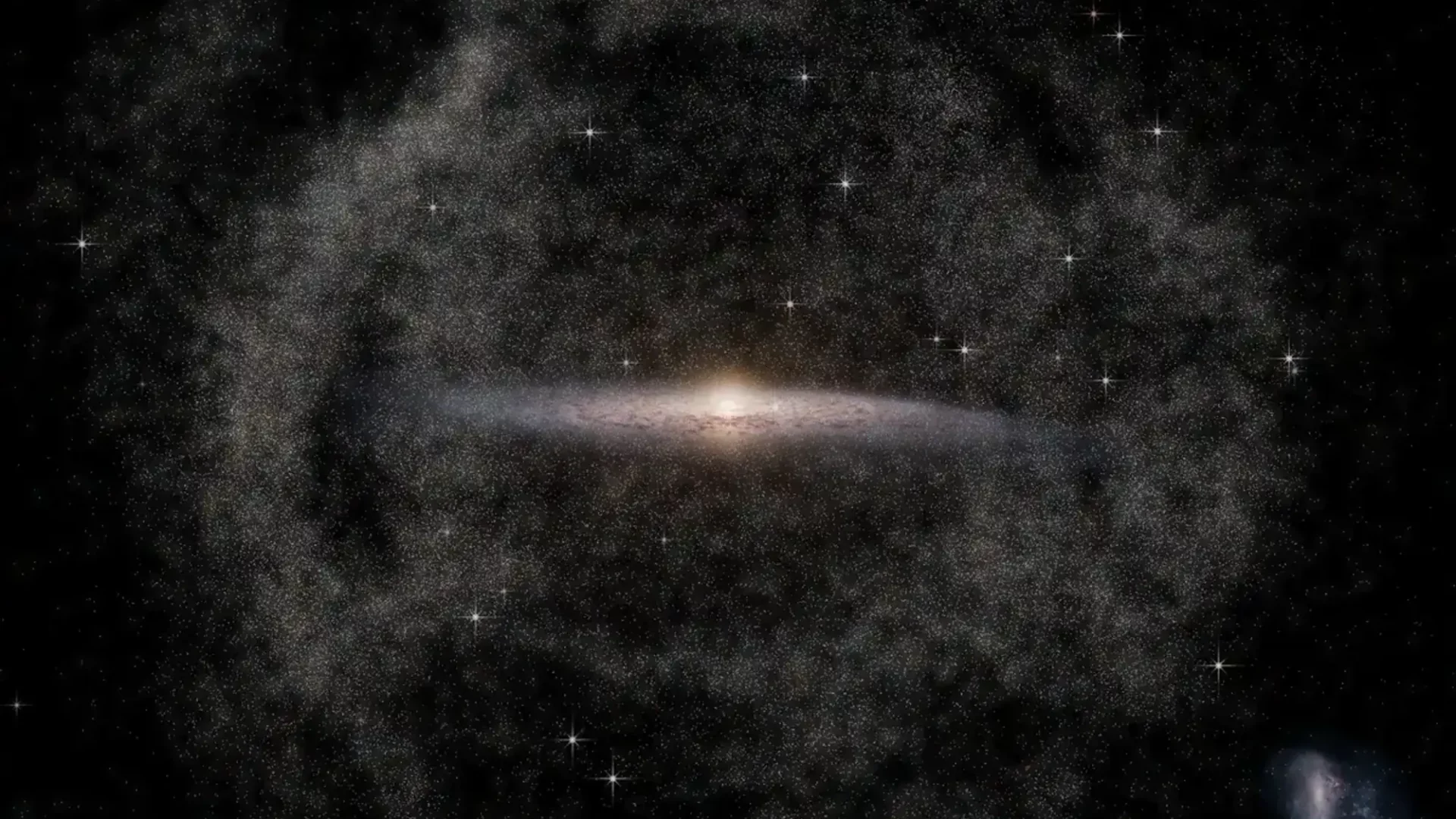 Via Láctea (Crédito: Halo estrelas: ESA/Gaia/DPAC, T Donlon et al. 2024; Plano de fundo da Via Láctea e Nuvens de Magalhães: Stefan Payne-Wardenaar)
