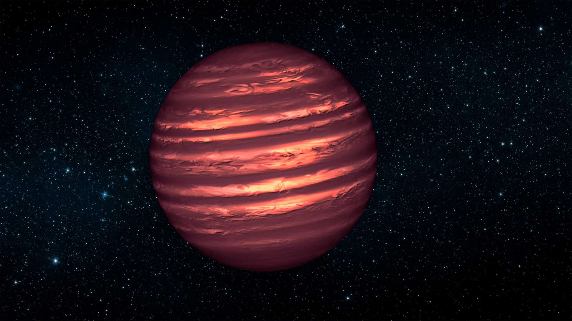 Ilustração de uma estrela anã marrom vista do espaço
