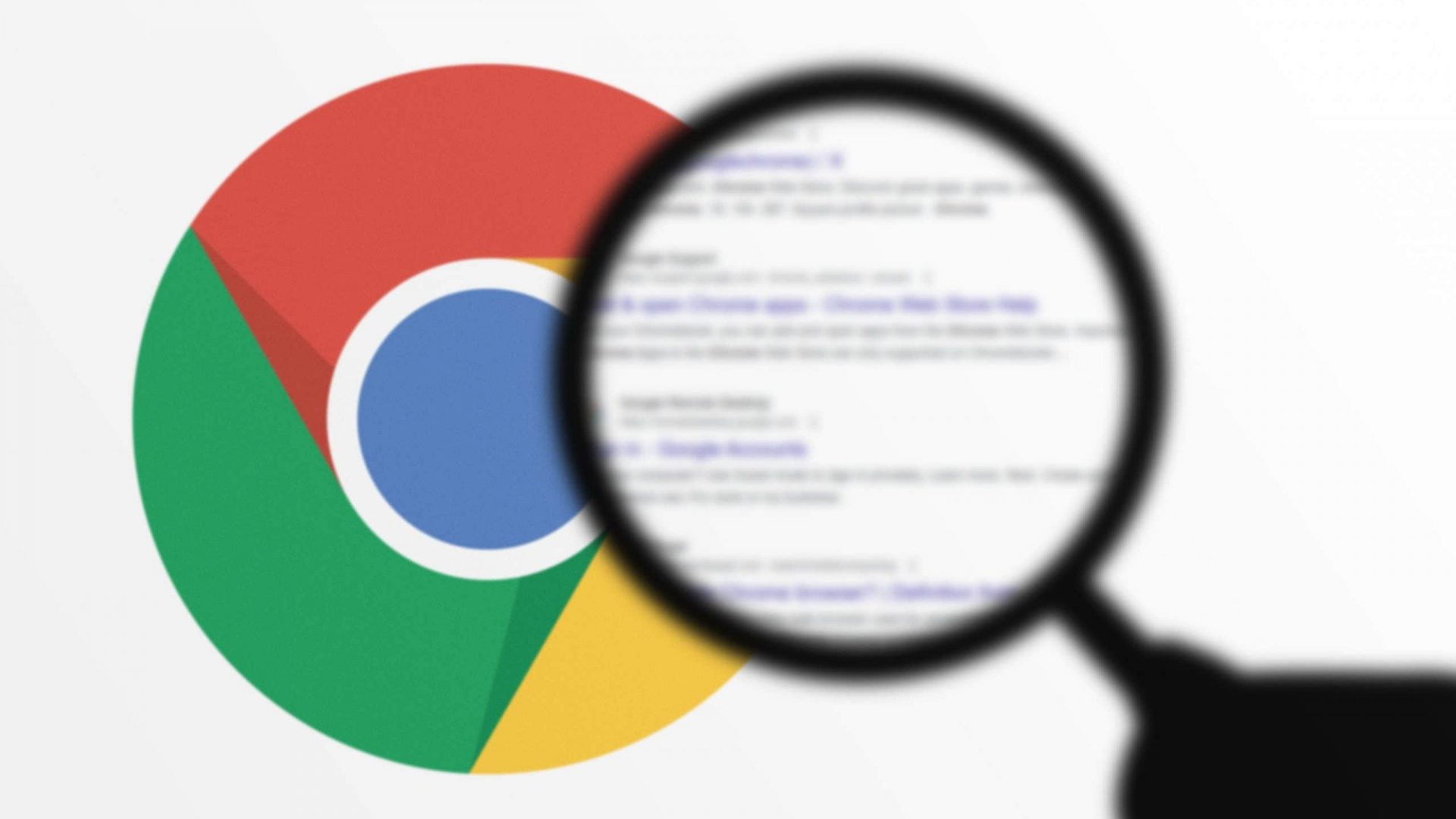 Imagem ilustrativa do logo do Google Chrome e lupa para limpar histórico do chrome